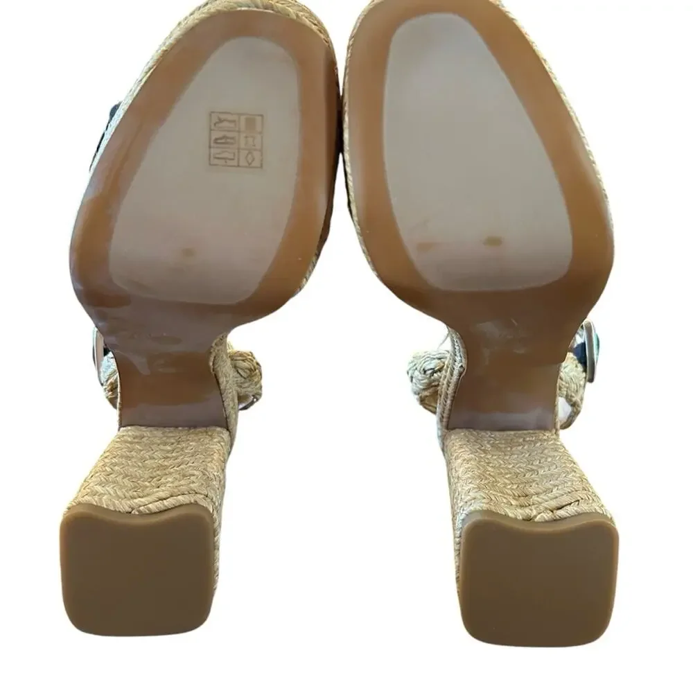 Castaner Agnes Raffia & Leather Platform Sandals Braided Detail NEW EU 40 US 9
